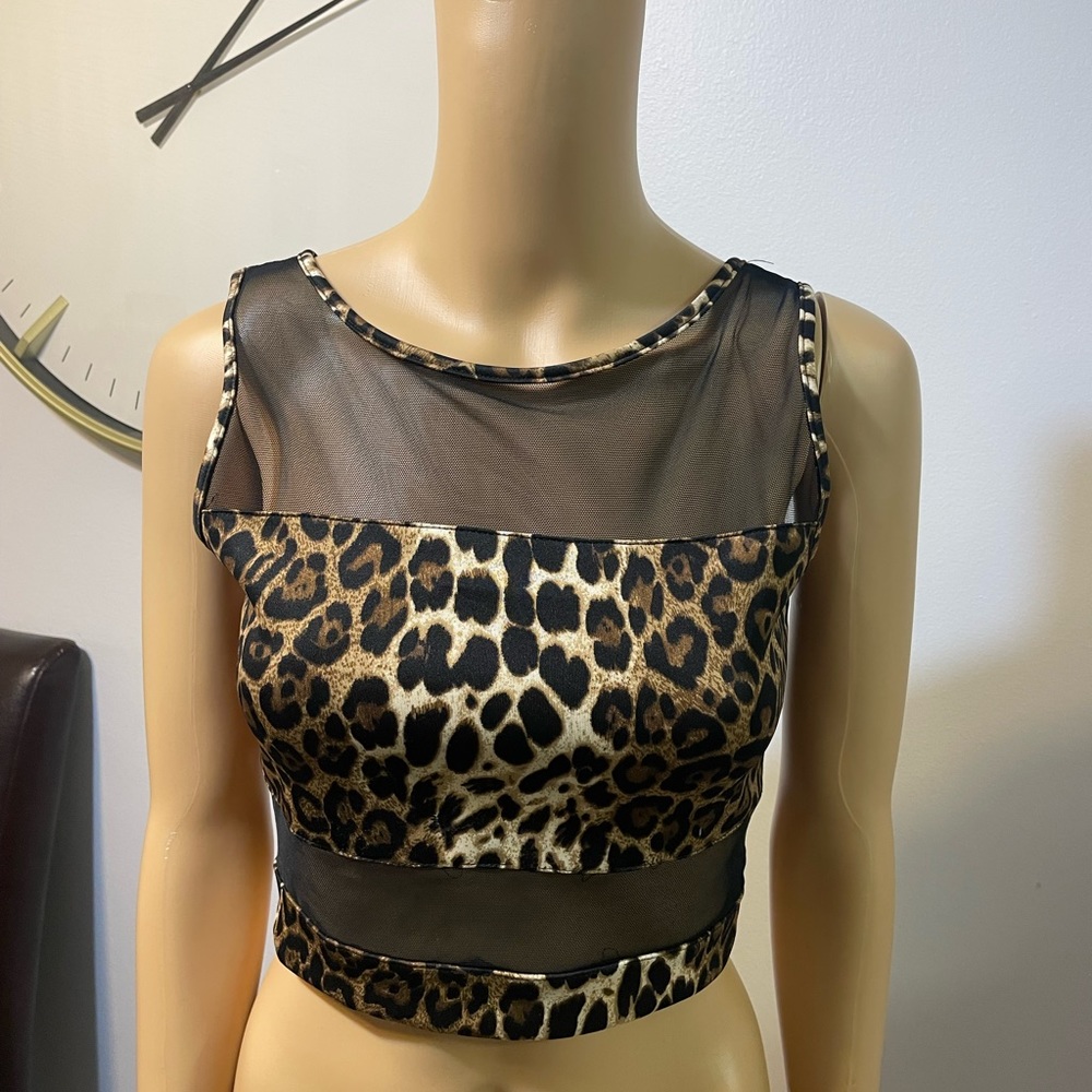 Glamazon Leopard Crop Top Size M